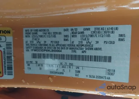 2022 Ford Bronco Wildtrak z USA, uszkodzony, nr VIN 1FMEE5DP6NLB69064